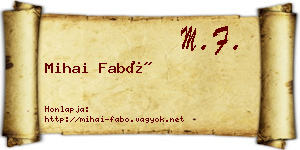 Mihai Fabó névjegykártya